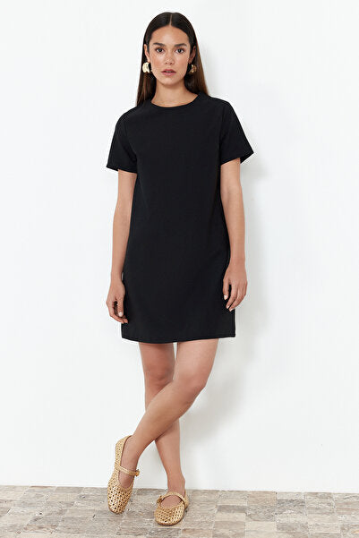 Black Plain Mini Dress - Minimalist Essential