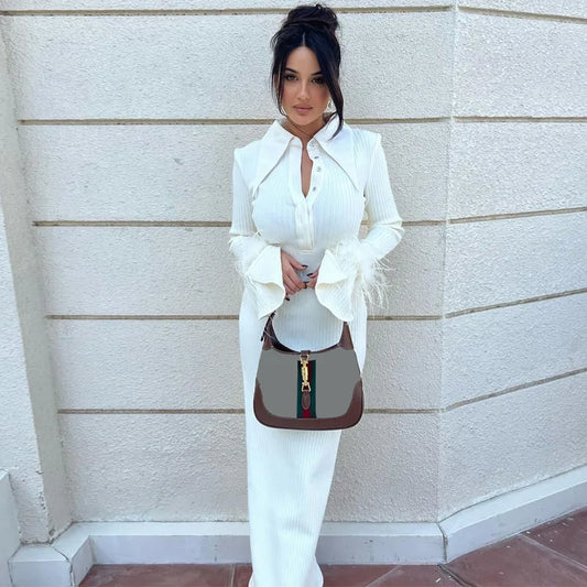 Elegant Allure Sexy V-Neck Long Sleeve Evening Dress