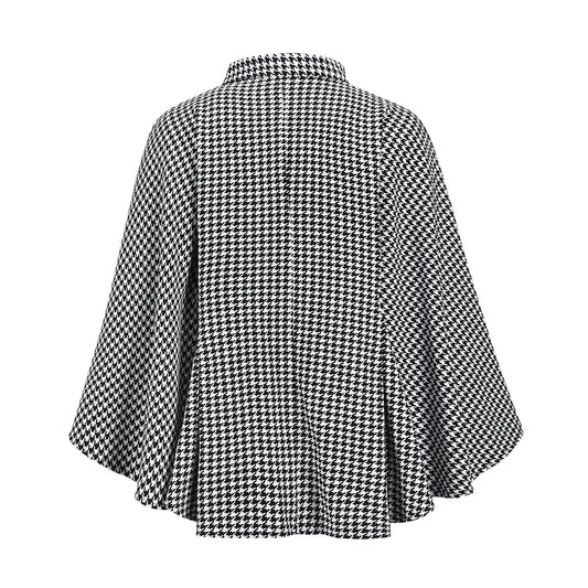 Luxury Plaid Cape Coat