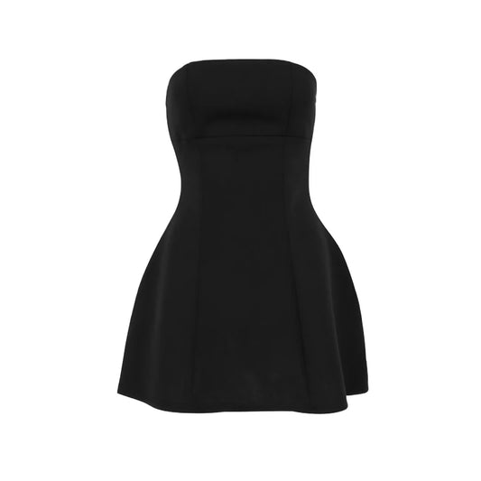 Elegant Strapless A-Line Mini Dress - Black