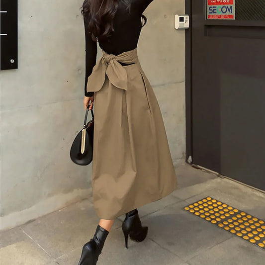 Loose and flowy umbrella Bow Skirt