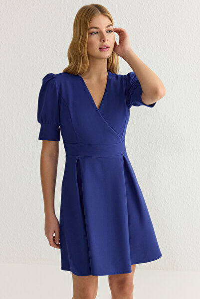 Saks Mini Dress with Pleated Waist Detail - Textured & Chic