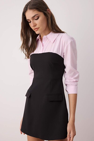 Pink Strapless Shirt Dress - Sweet & Modern