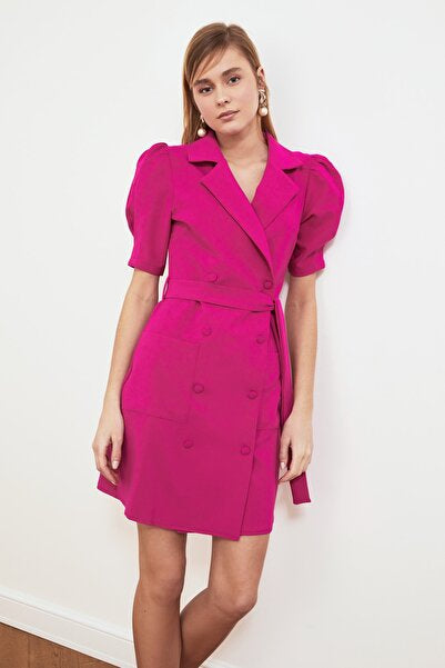 Fuchsia Belted Jacket Dress - Vibrant & Structured
