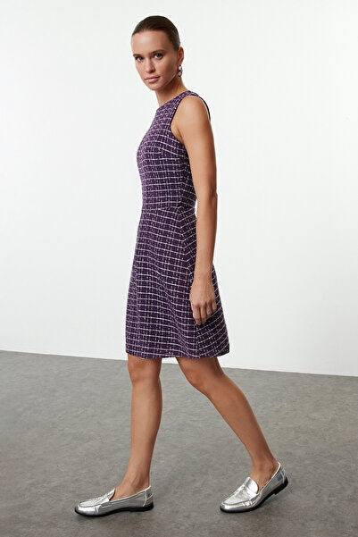 Purple Plaid Mini Dress - Patterned & Fun