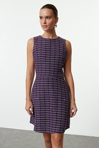 Purple Plaid Mini Dress - Patterned & Fun