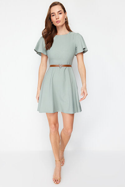 Mint Flounce Mini Dress with Belt - Fresh & Feminine
