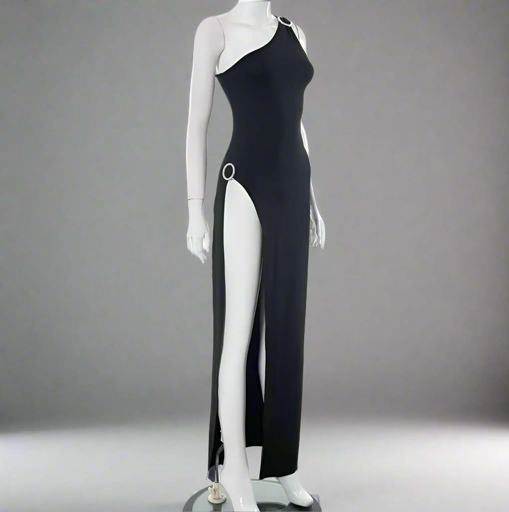 Dazzling Diva Ankle-Length Asymmetric Maxi Dress