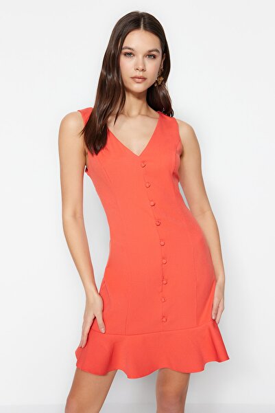 Pomegranate Floral Mini Dress with Flounce - Romantic & Bold