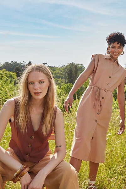 Cinnamon Belted Dress - Warm Spice Tone