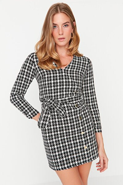 Black Belted Super Mini Dress - Bold & Short