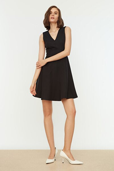 Black V-Neck Mini Dress - Essential & Flattering