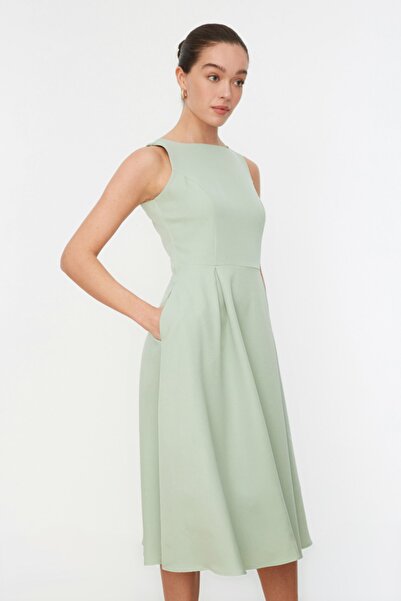 Mint Pleated Midi Dress - Fresh & Airy