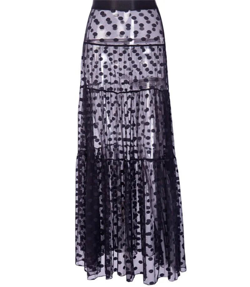 Sheer Polka Dot Maxi Skirt