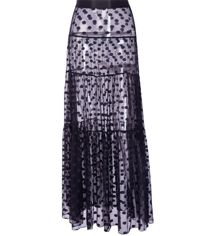 Sheer Polka Dot Maxi Skirt