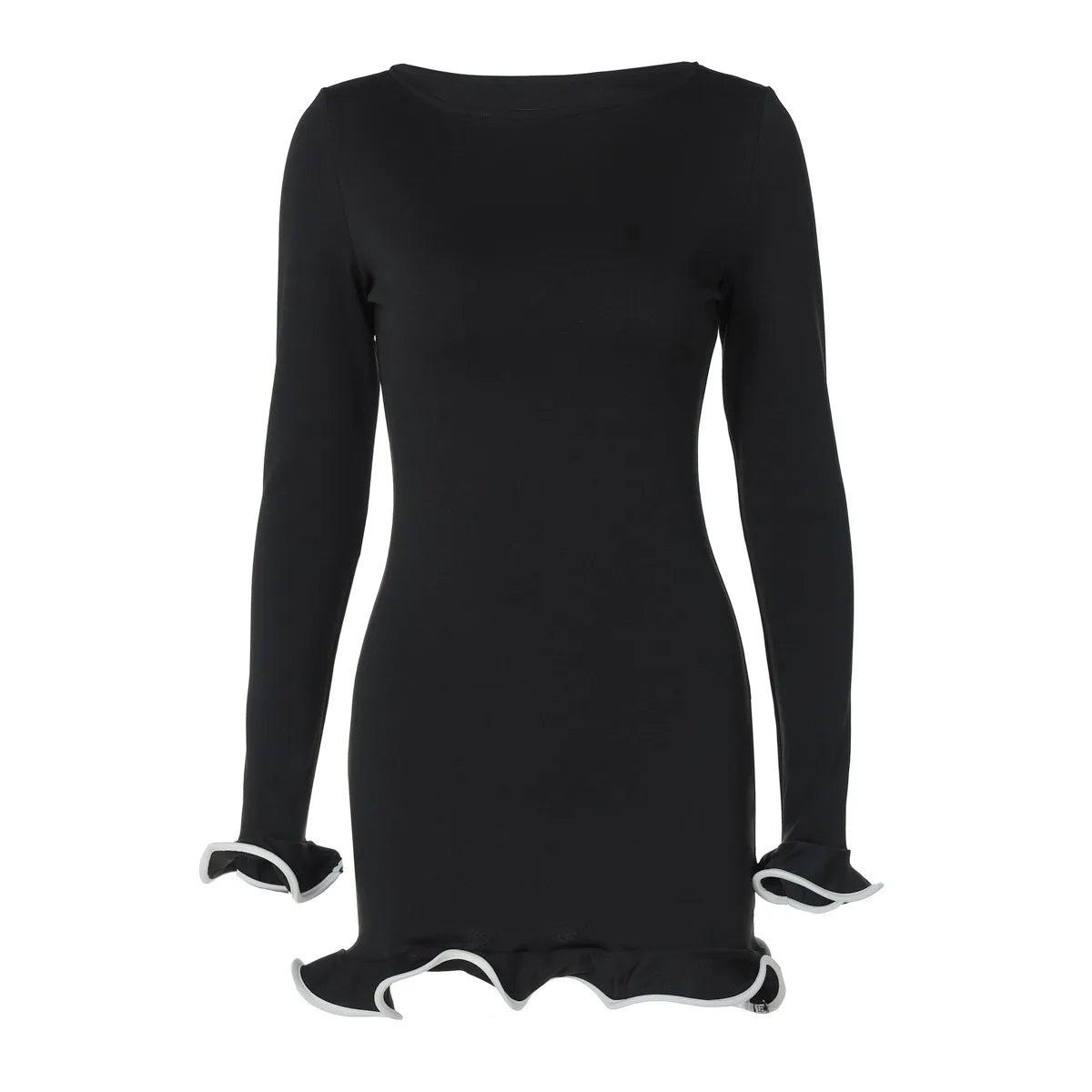 Elegant Pleated Mini Dress - Black
