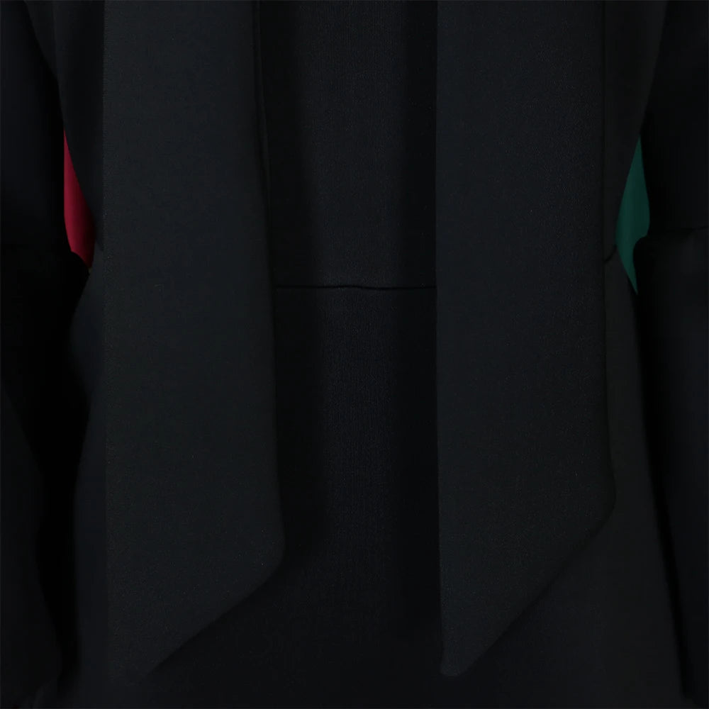 Elegant Bow Collar A Line Midi Dress - Black