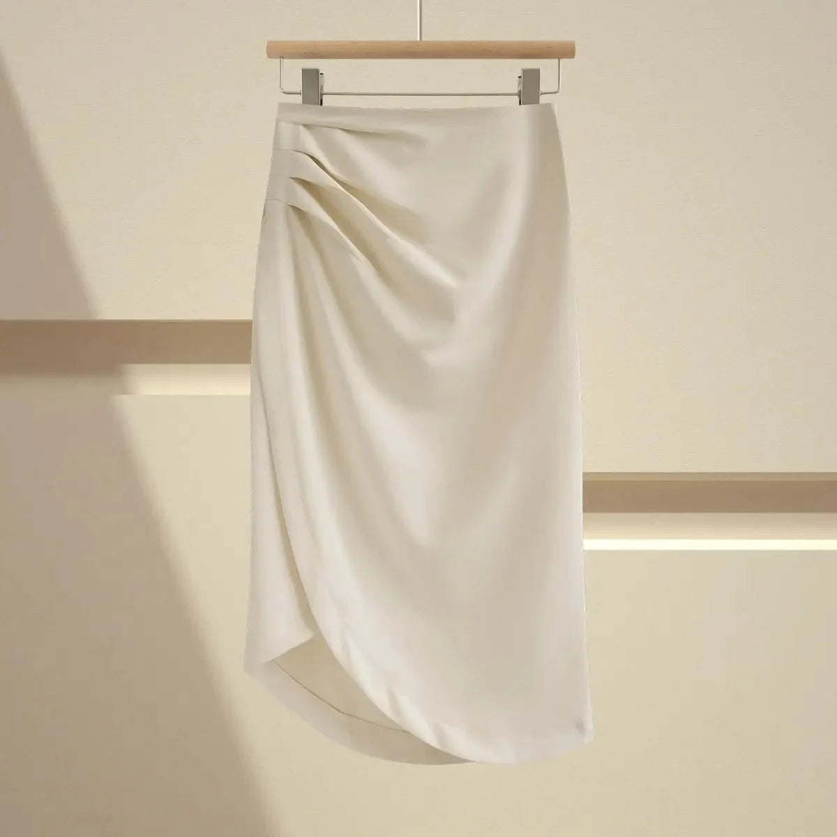 High Waist Asymmetrical Pleated Skirt