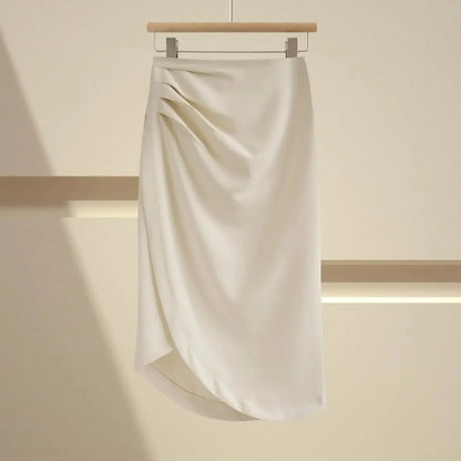 High Waist Asymmetrical Pleated Skirt