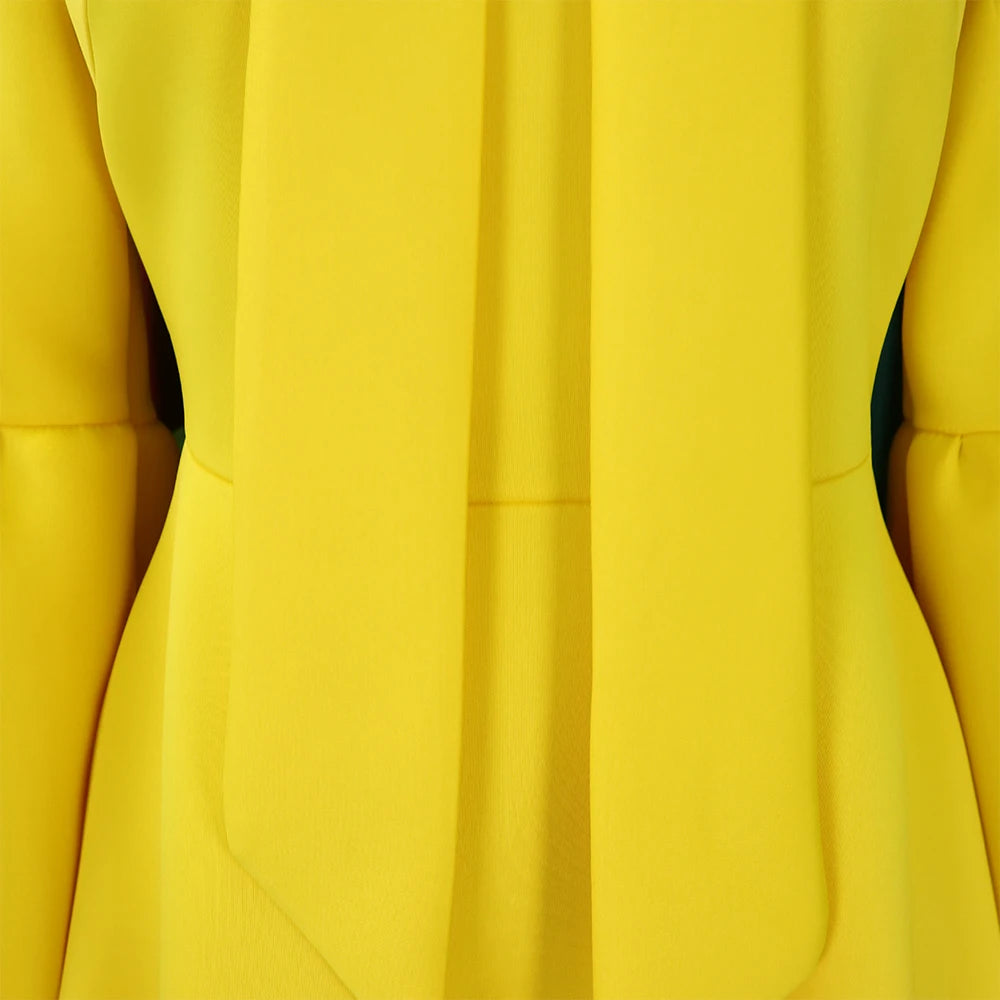 Elegant Bow Collar A Line Midi Dress - Yellow