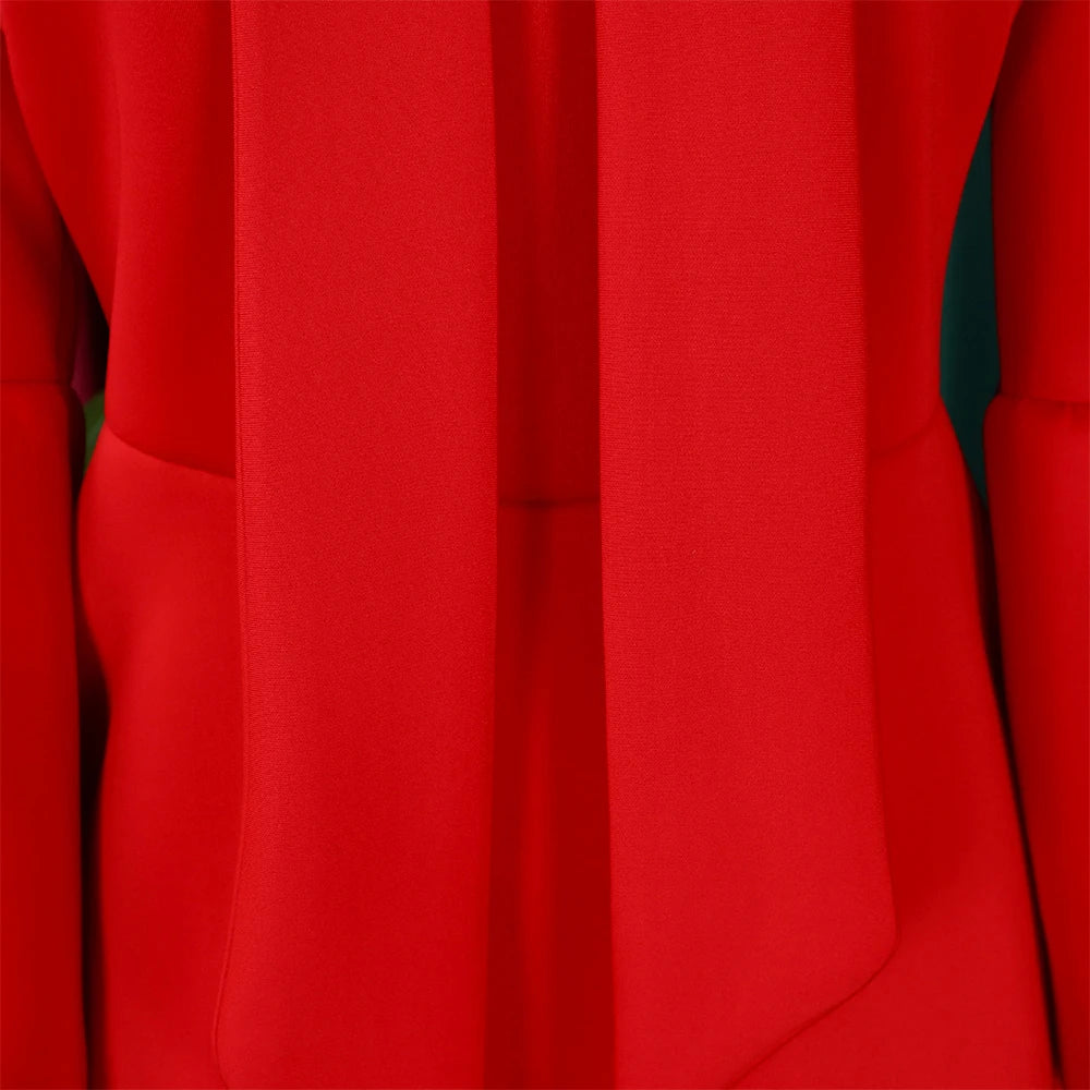 Elegant Bow Collar A Line Midi Dress - Red