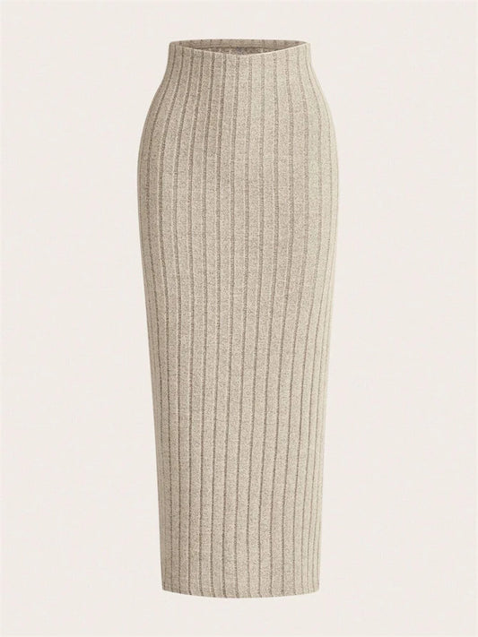 Ribbed Knit Pencil Skirt