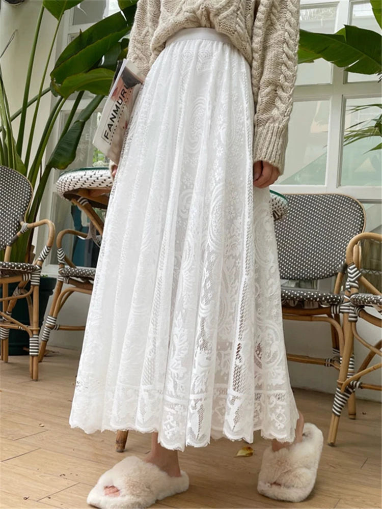 Boho Elegance Crochet Maxi Skirt