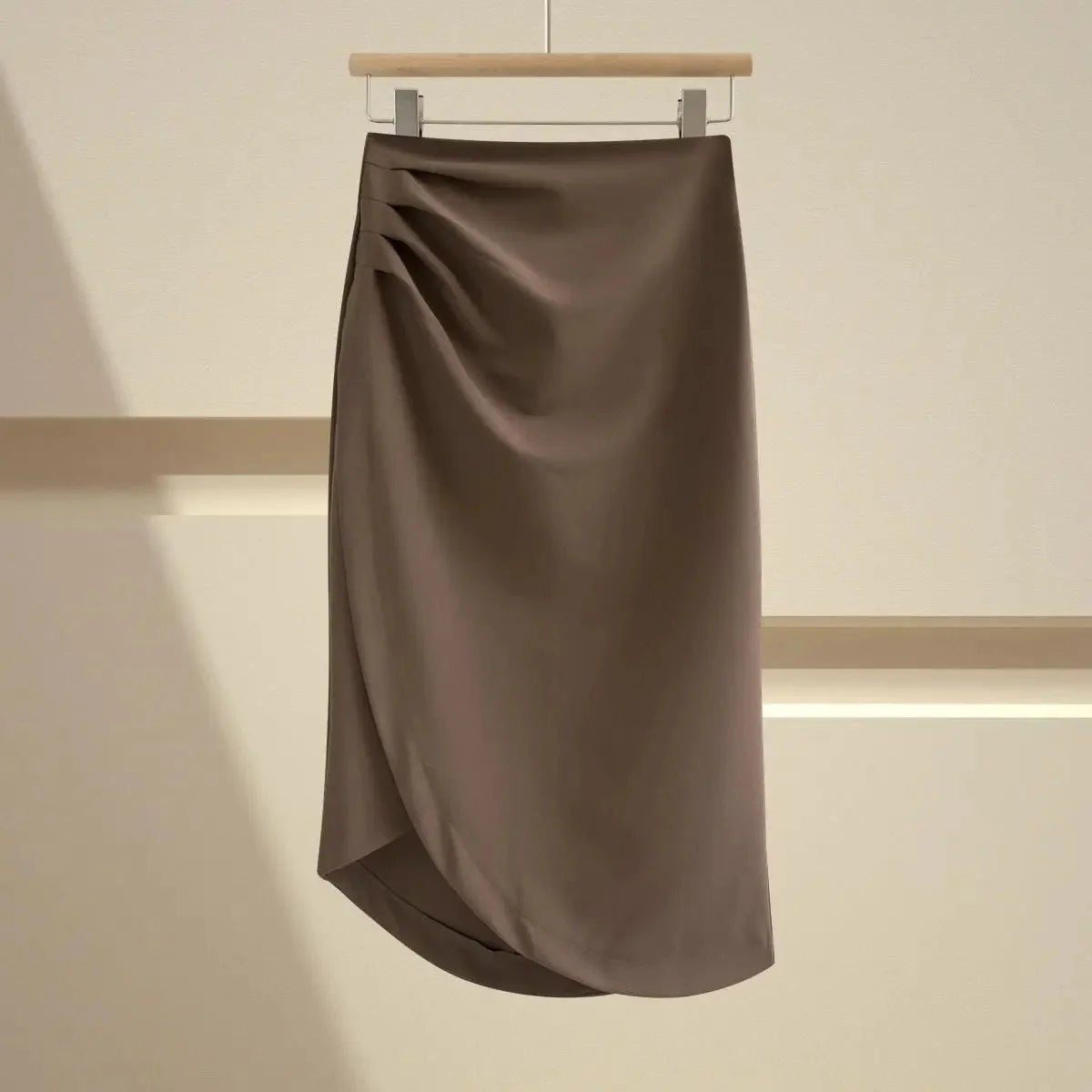 High Waist Asymmetrical Pleated Skirt
