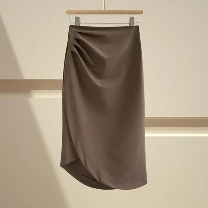High Waist Asymmetrical Pleated Skirt