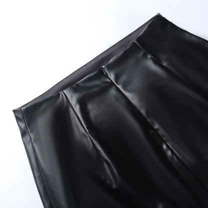 High Waist Leather Skirt