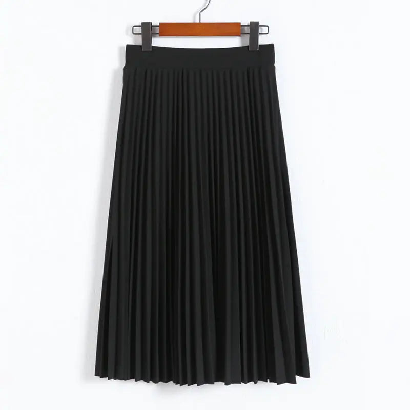 High-Waist Pleated Midi Skirt