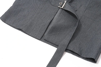 Sleeveless Lapel Crop Top