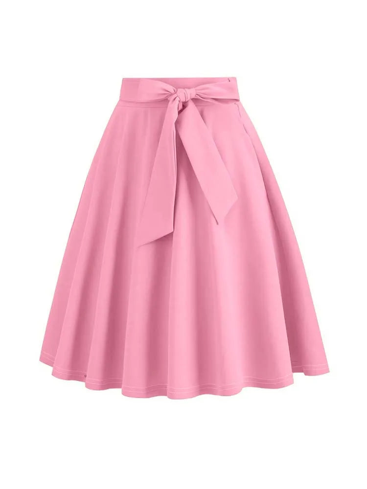 High Waist A Line Midi Skirt