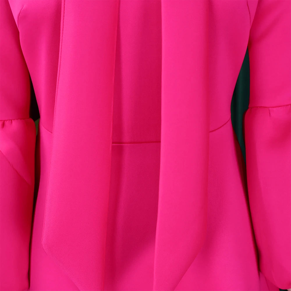 Elegant Bow Collar A Line Midi Dress - Pink