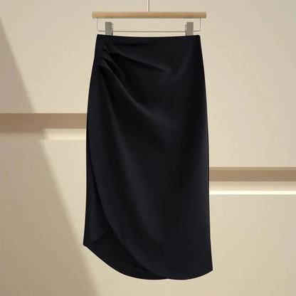 High Waist Asymmetrical Pleated Skirt
