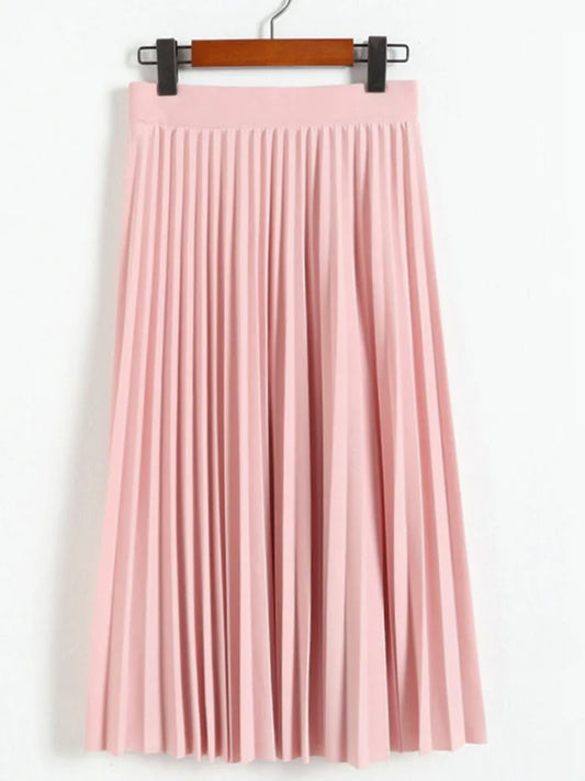 High-Waist Pleated Midi Skirt
