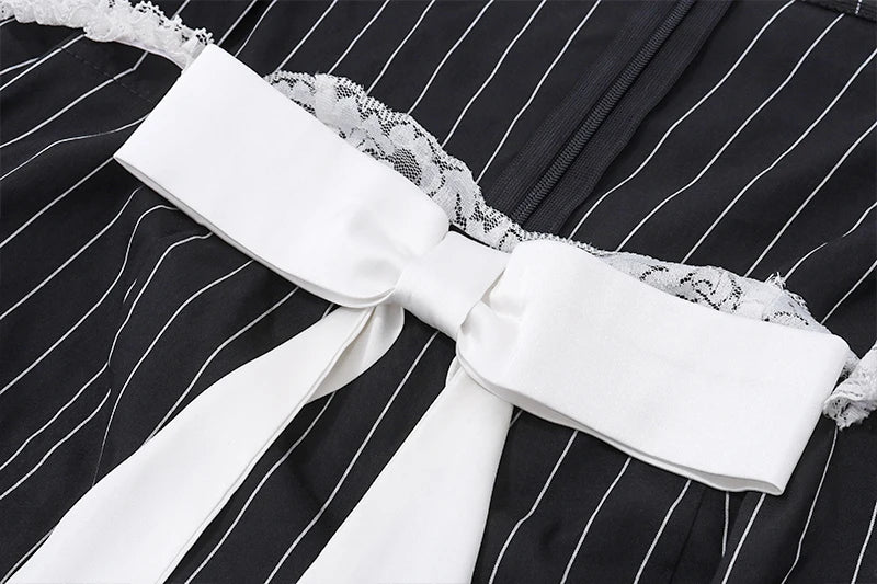 Retro Bow Patchwork Mini Dress