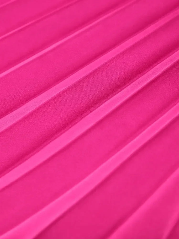 Elegant  Pleated A-Line Midi Dress