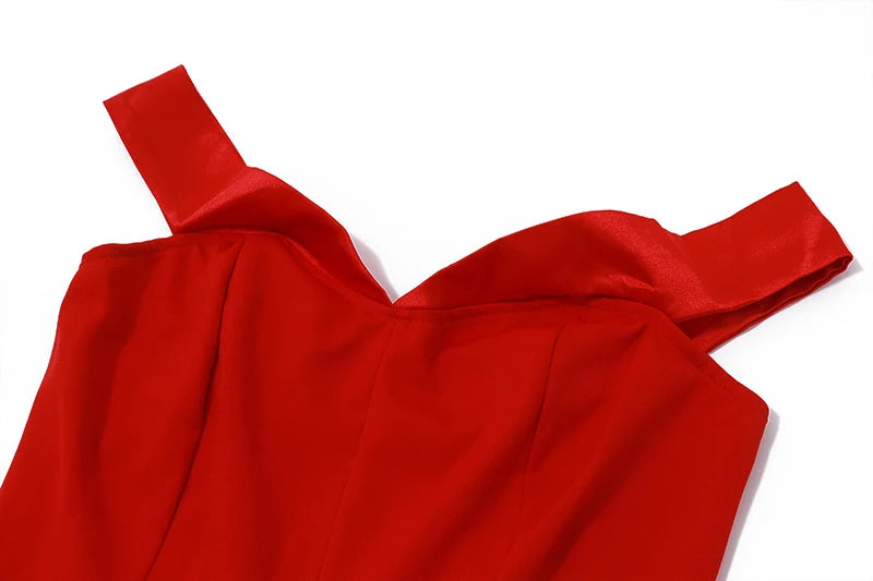 Off Shoulder Backless Mini Dress - Red