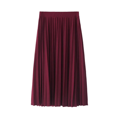 High-Waist Pleated Midi Skirt