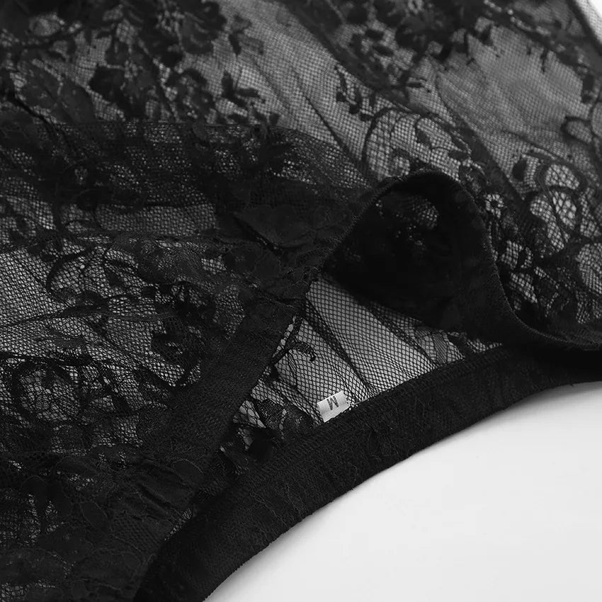 Dark Lace Perspective Maxi Skirt