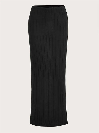 Ribbed Knit Pencil Skirt