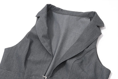 Sleeveless Lapel Crop Top