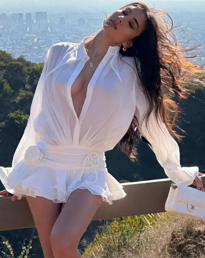 Summer Elegance Chiffon Shirt Dress