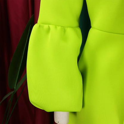 Elegant Bow Collar A Line Midi Dress - Green