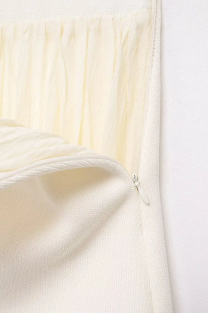 Knitted Vest & High-Waist Skirt Set - Beige Suit