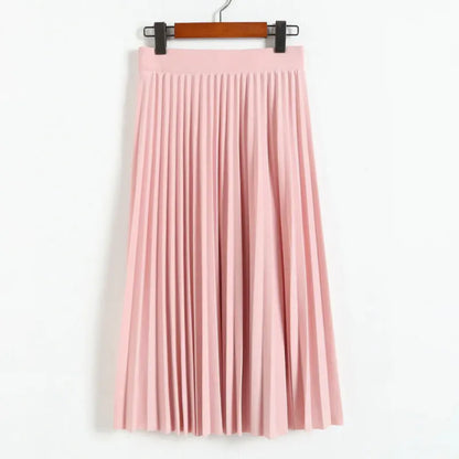 High-Waist Pleated Midi Skirt