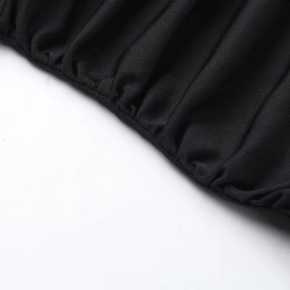 One Shoulder Ruched Maxi Dress - Black