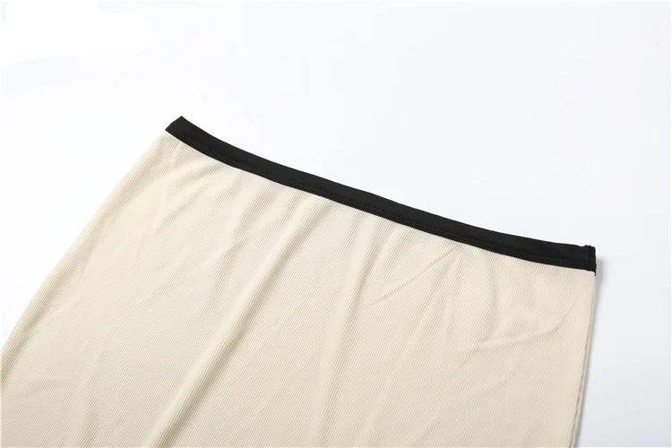 Ribbed Polo Neck 2-Piece Set Neck Top Mini Skirts