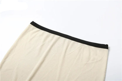 Ribbed Polo Neck 2-Piece Set Neck Top Mini Skirts